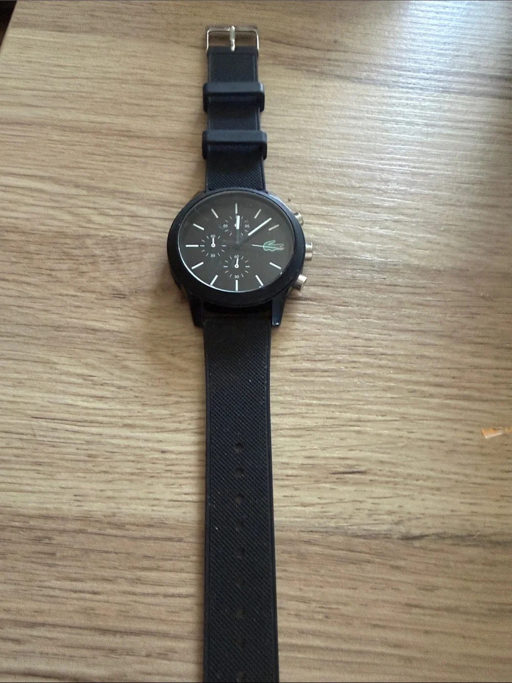 Lacoste Black Watch with Green Crocodile Accent